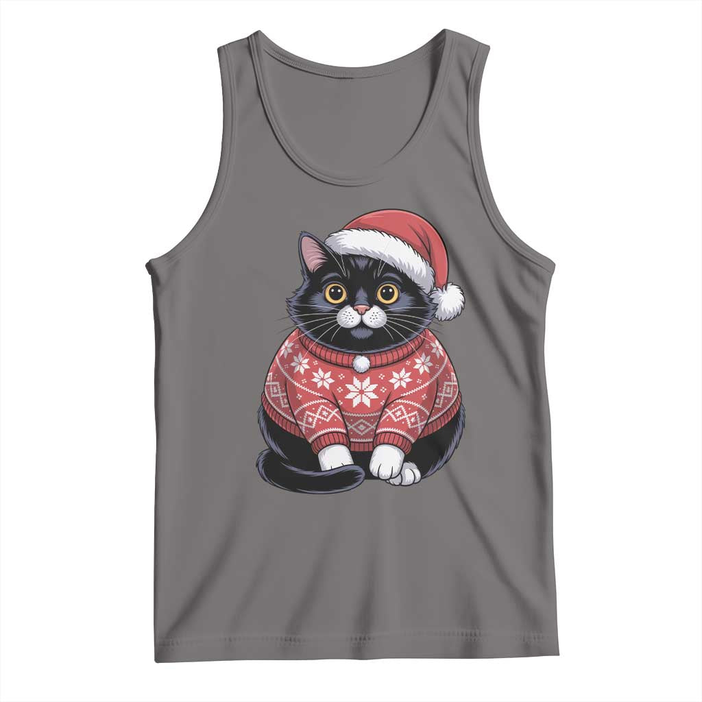 Christmas Black Cat Tank Top Catmas Gift For New Year - Wonder Print Shop