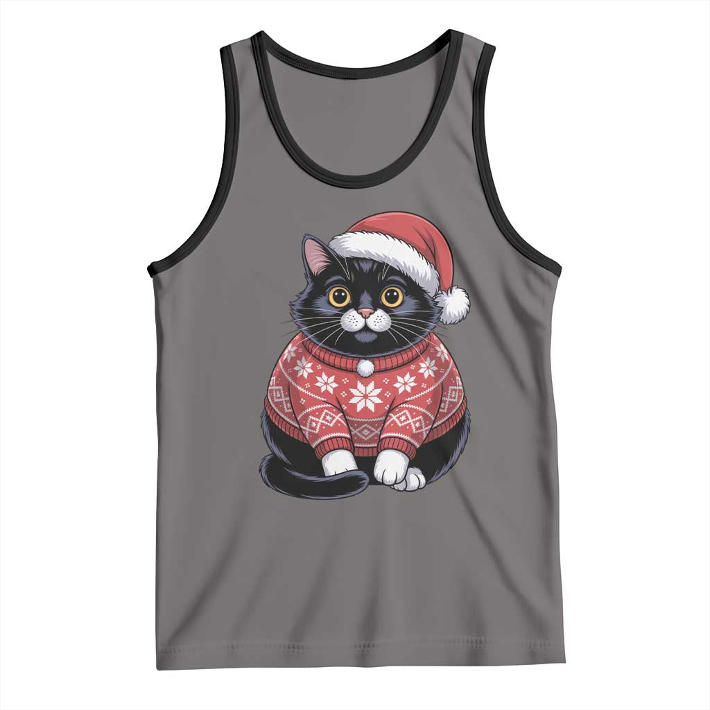 Christmas Black Cat Tank Top Catmas Gift For New Year - Wonder Print Shop