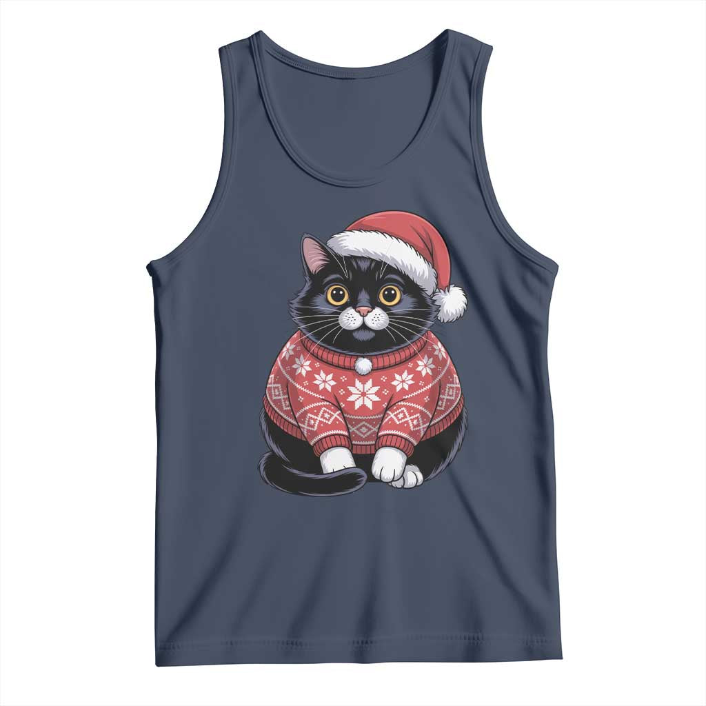 Christmas Black Cat Tank Top Catmas Gift For New Year - Wonder Print Shop