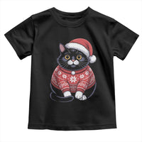 Christmas Black Cat Toddler T Shirt Catmas Gift For New Year - Wonder Print Shop