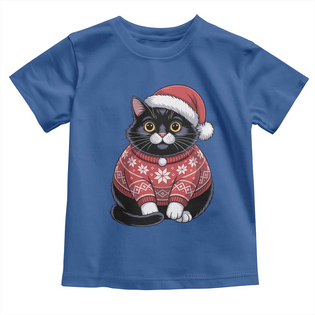 Christmas Black Cat Toddler T Shirt Catmas Gift For New Year - Wonder Print Shop