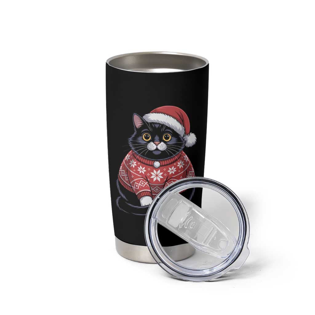 Christmas Black Cat Tumbler Cup Catmas Gift For New Year - Wonder Print Shop