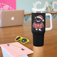 Christmas Black Cat Tumbler With Handle Catmas Gift For New Year - Wonder Print Shop