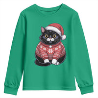 Christmas Black Cat Youth Sweatshirt Catmas Gift For New Year - Wonder Print Shop