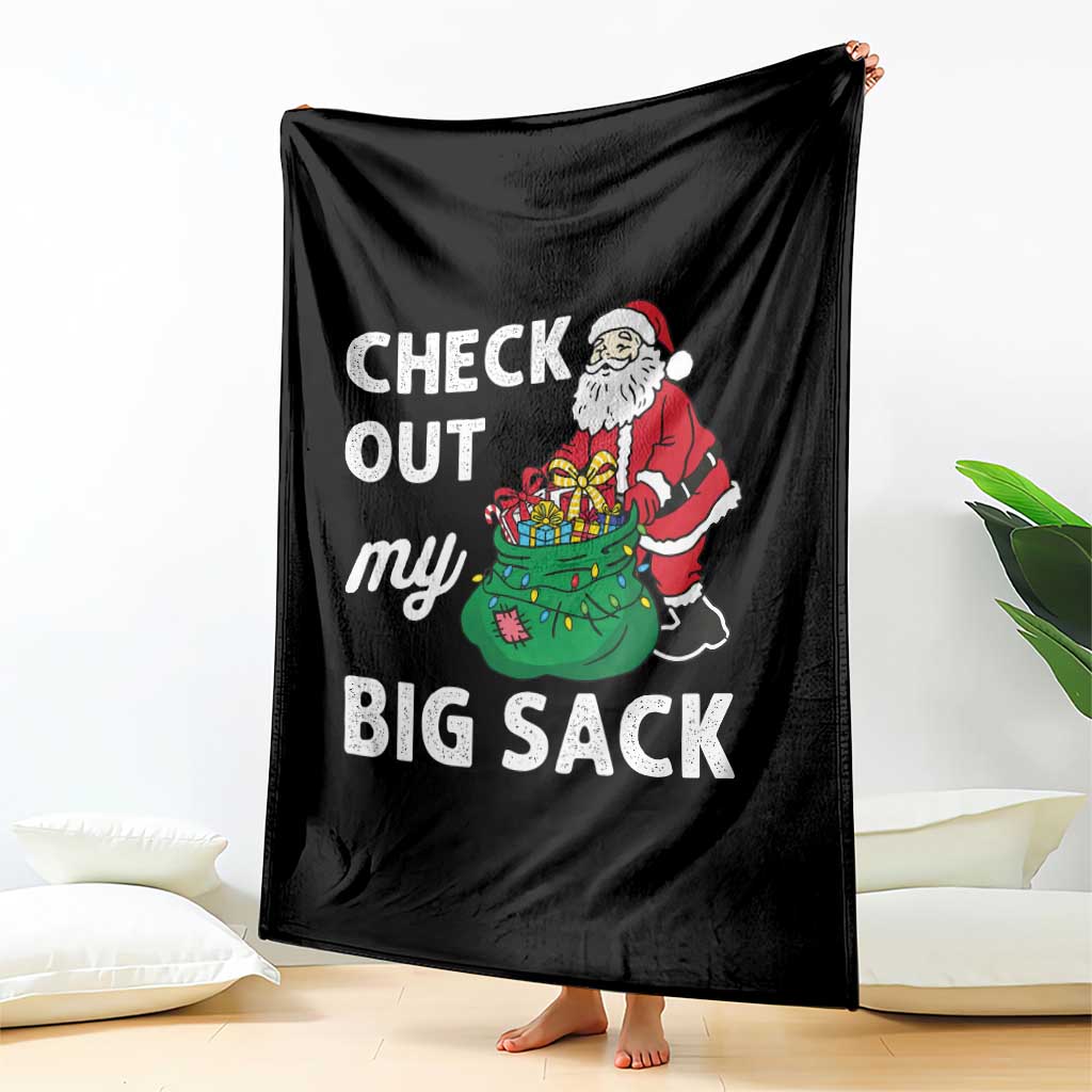 Retro Funny Santa Throw Blanket Christmas Joke Check Out My Big Sack - Wonder Print Shop