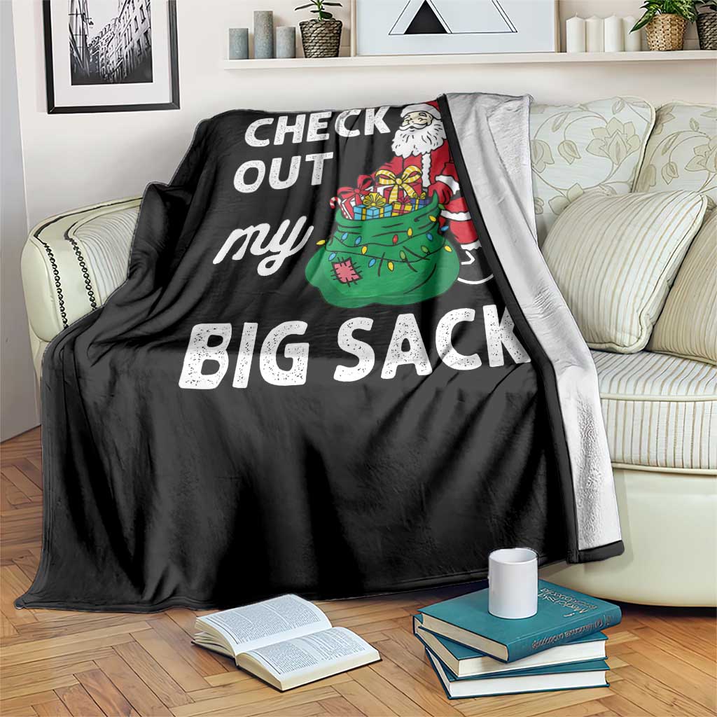 Retro Funny Santa Throw Blanket Christmas Joke Check Out My Big Sack - Wonder Print Shop
