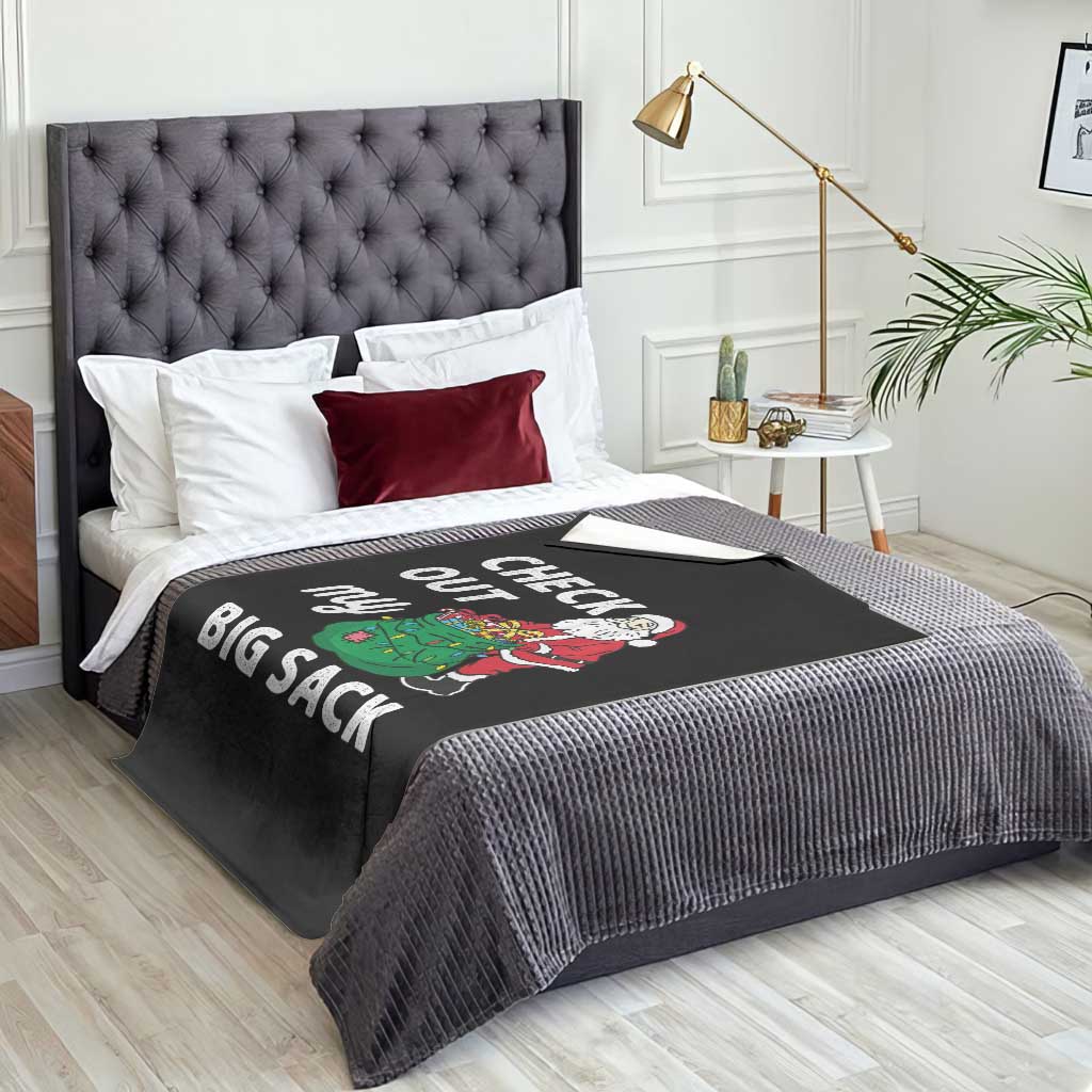 Retro Funny Santa Throw Blanket Christmas Joke Check Out My Big Sack - Wonder Print Shop