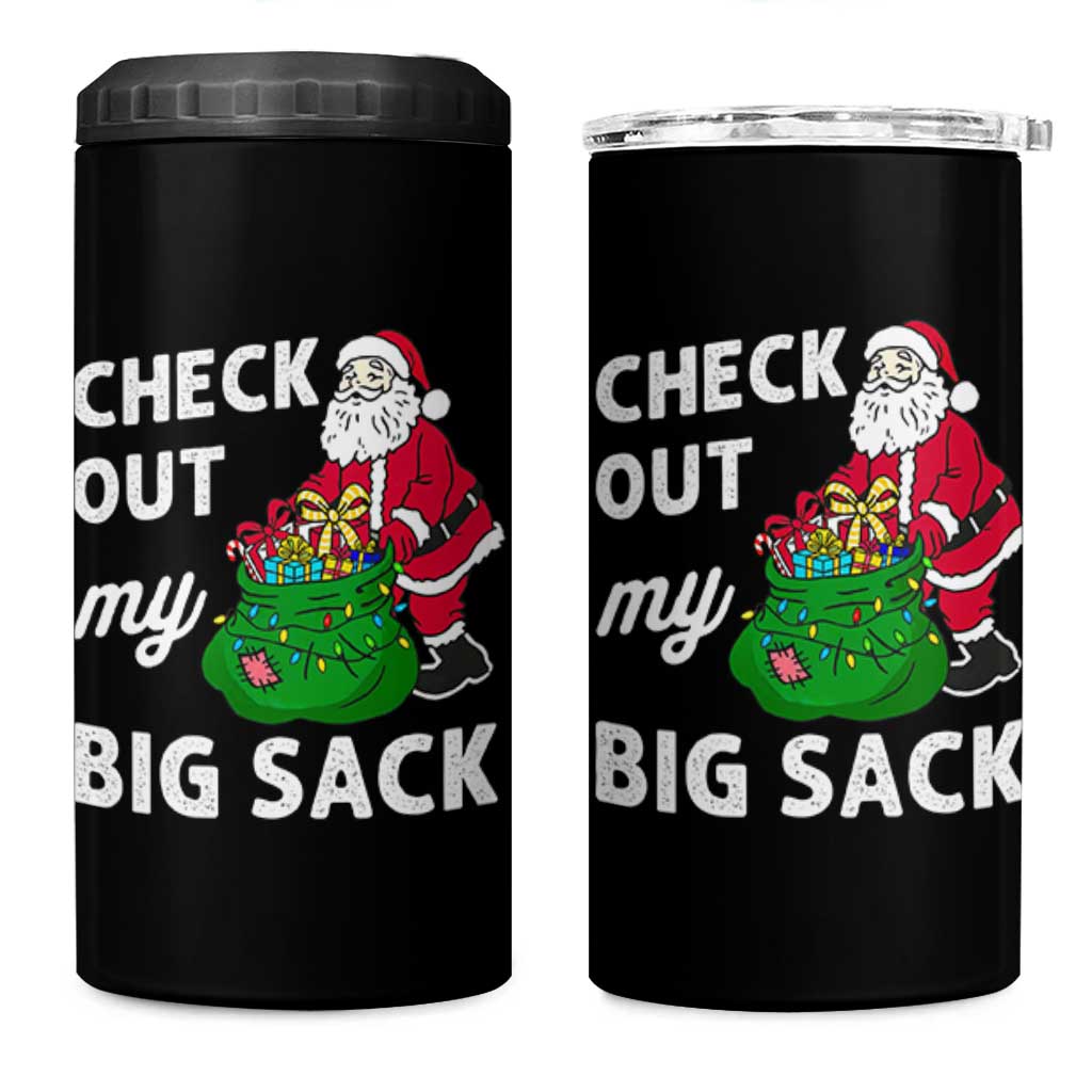 Retro Funny Santa 4 in 1 Can Cooler Tumbler Christmas Joke Check Out My Big Sack - Wonder Print Shop