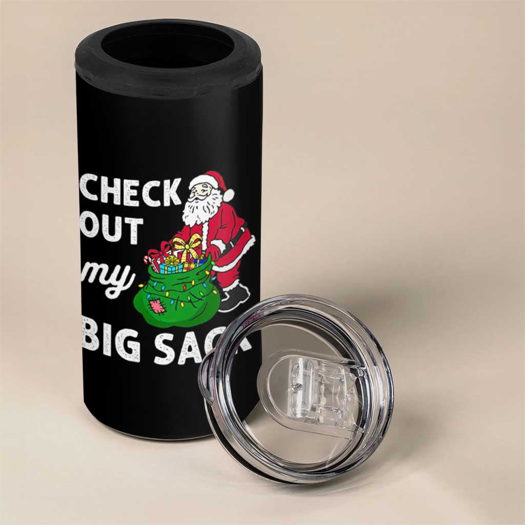 Retro Funny Santa 4 in 1 Can Cooler Tumbler Christmas Joke Check Out My Big Sack - Wonder Print Shop