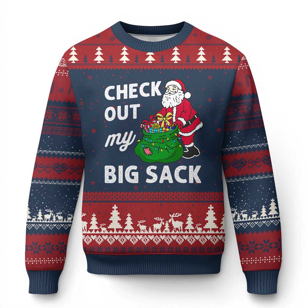 Retro Funny Santa Ugly Christmas Sweater Xmas Joke Check Out My Big Sack - Wonder Print Shop