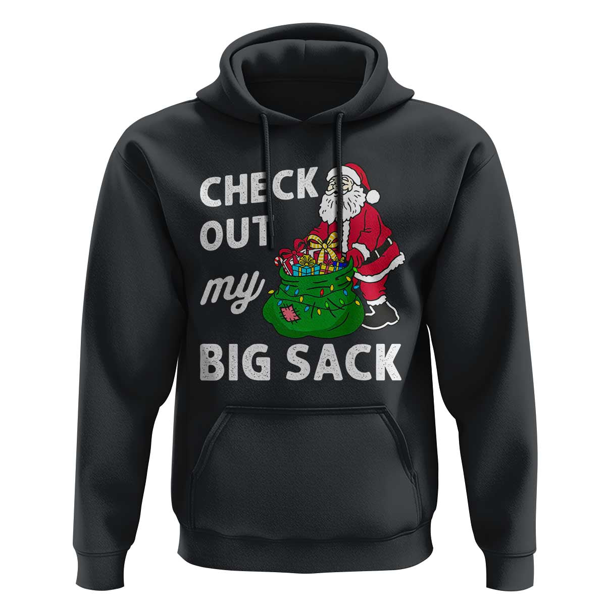 Retro Funny Santa Hoodie Christmas Joke Check Out My Big Sack - Wonder Print Shop