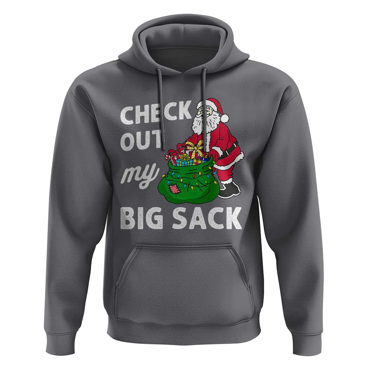 Retro Funny Santa Hoodie Christmas Joke Check Out My Big Sack - Wonder Print Shop