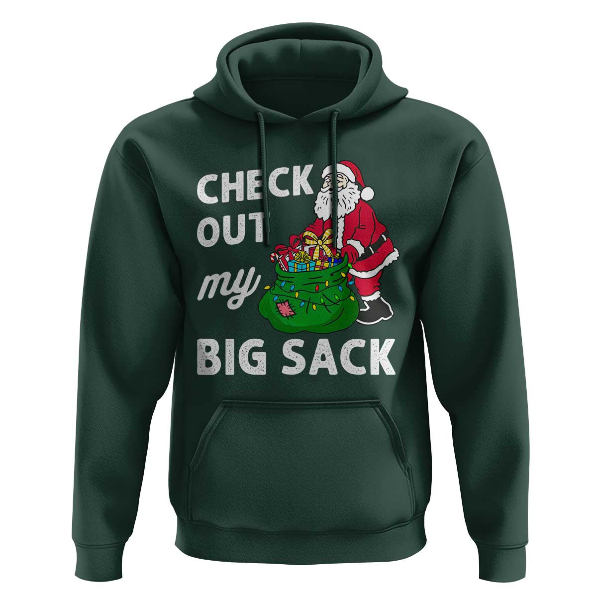 Retro Funny Santa Hoodie Christmas Joke Check Out My Big Sack - Wonder Print Shop