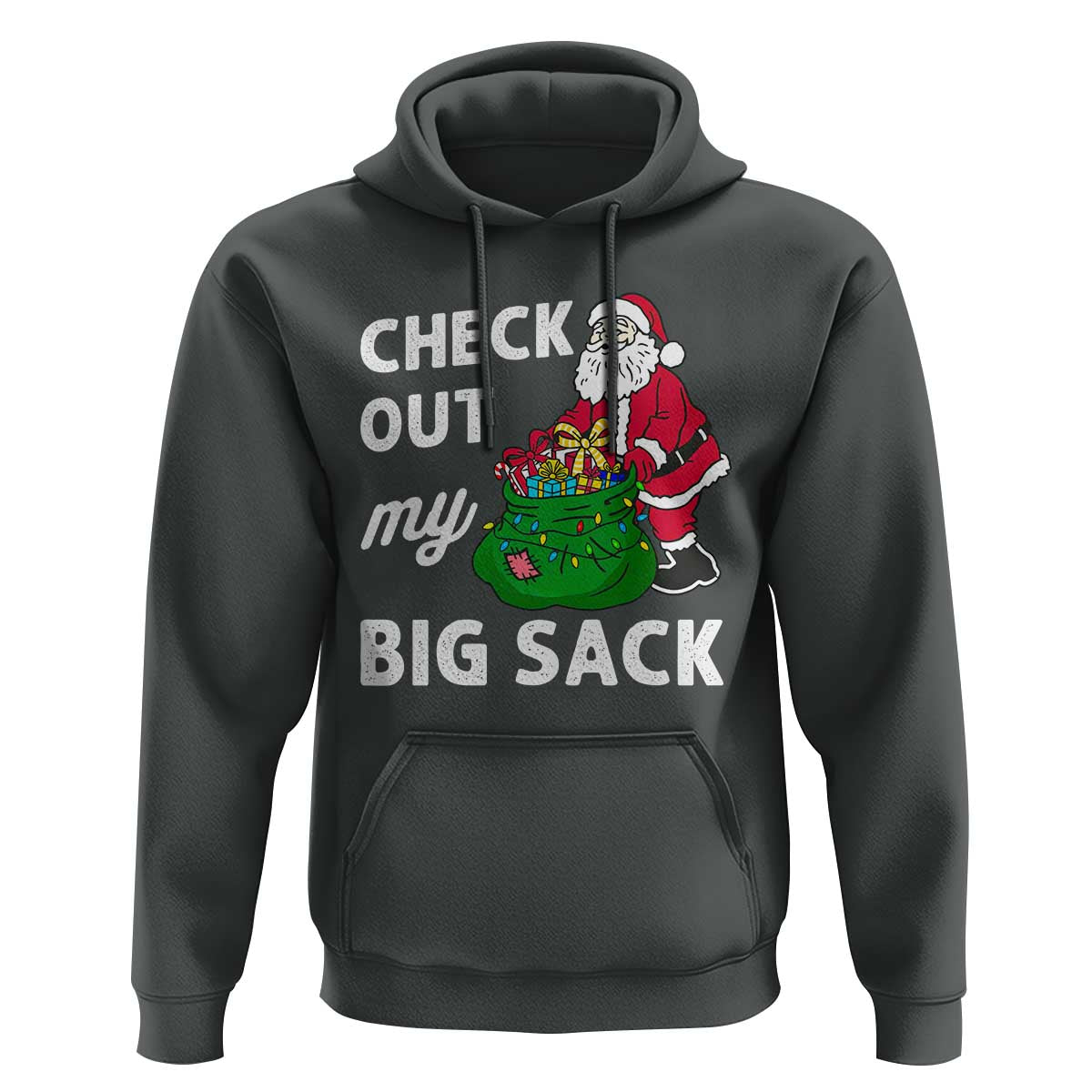 Retro Funny Santa Hoodie Christmas Joke Check Out My Big Sack - Wonder Print Shop