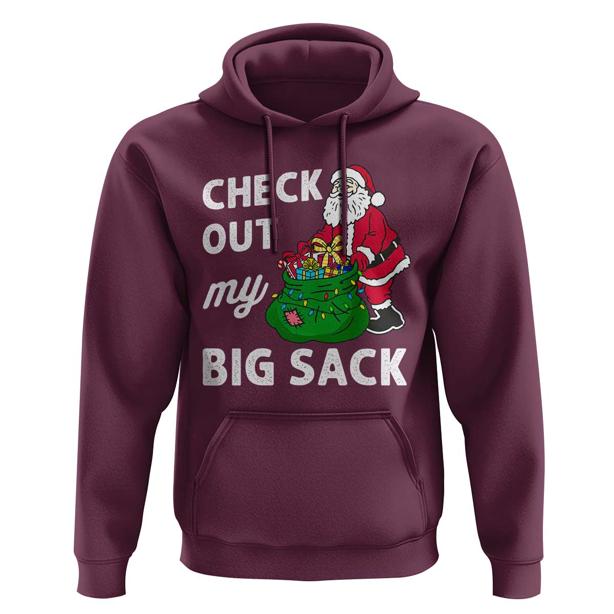 Retro Funny Santa Hoodie Christmas Joke Check Out My Big Sack - Wonder Print Shop