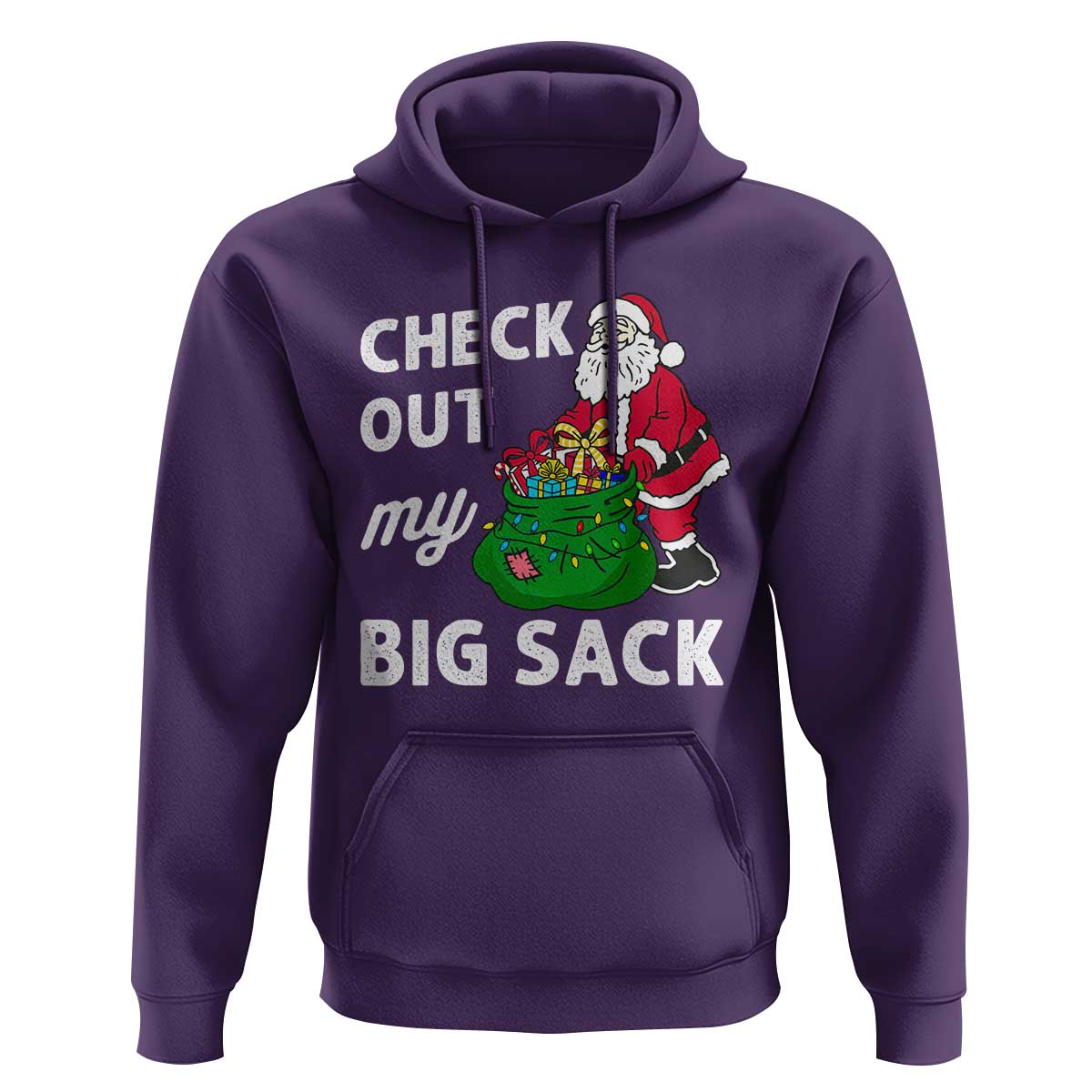 Retro Funny Santa Hoodie Christmas Joke Check Out My Big Sack - Wonder Print Shop
