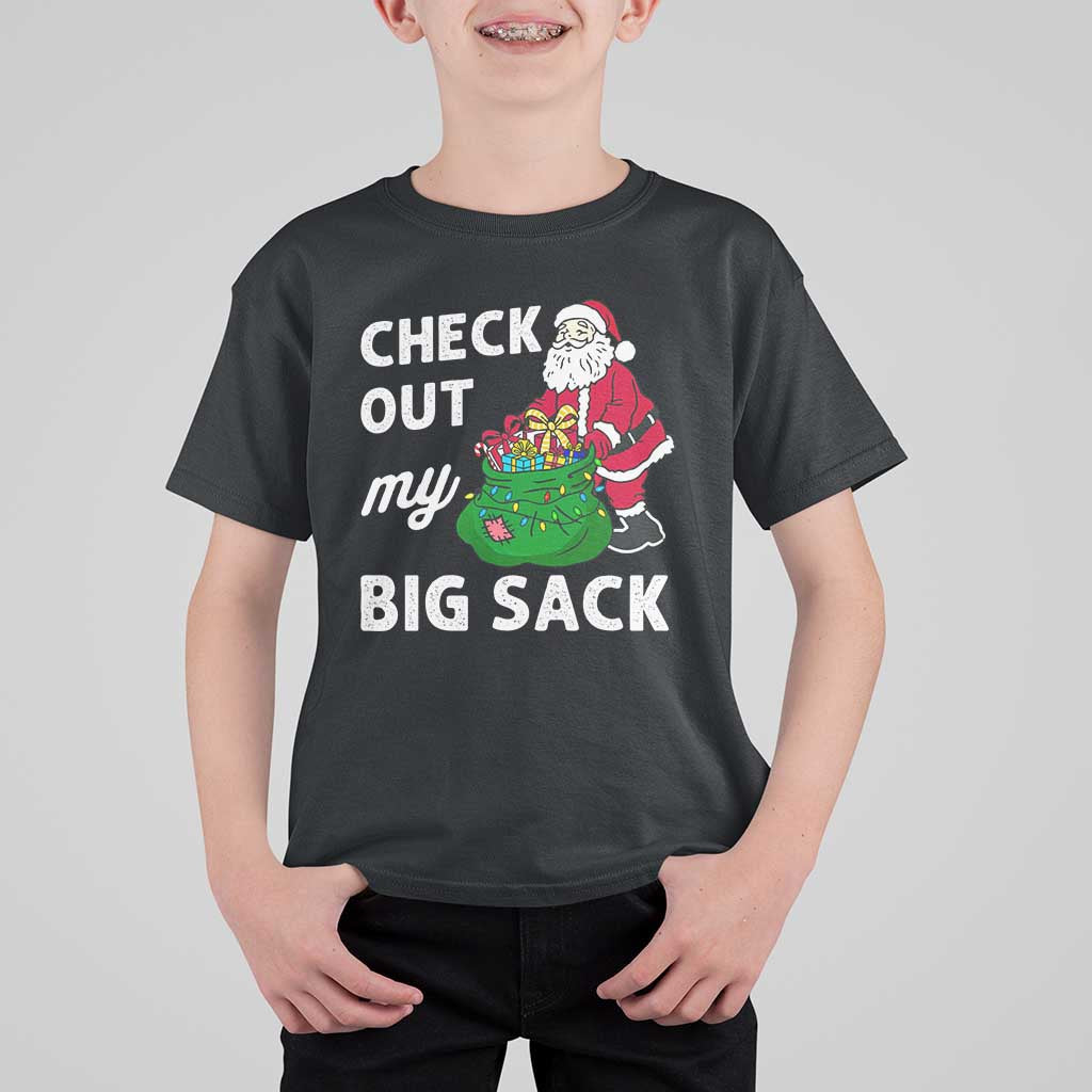 Retro Funny Santa T Shirt For Kid Christmas Joke Check Out My Big Sack - Wonder Print Shop