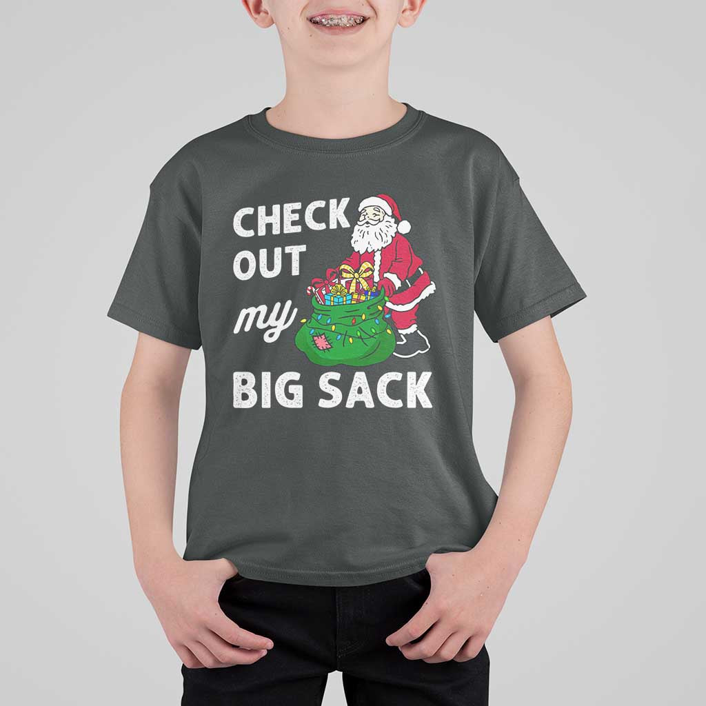 Retro Funny Santa T Shirt For Kid Christmas Joke Check Out My Big Sack - Wonder Print Shop