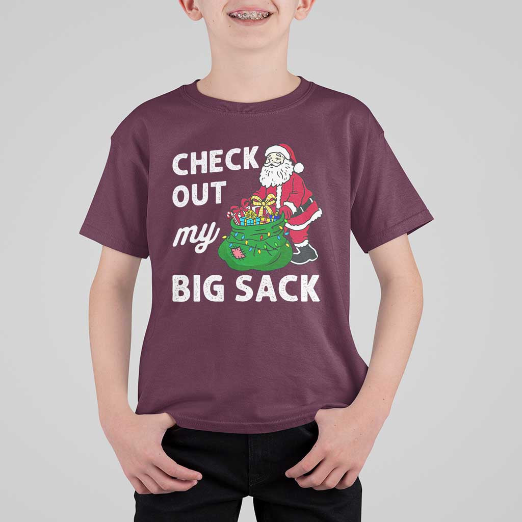 Retro Funny Santa T Shirt For Kid Christmas Joke Check Out My Big Sack - Wonder Print Shop