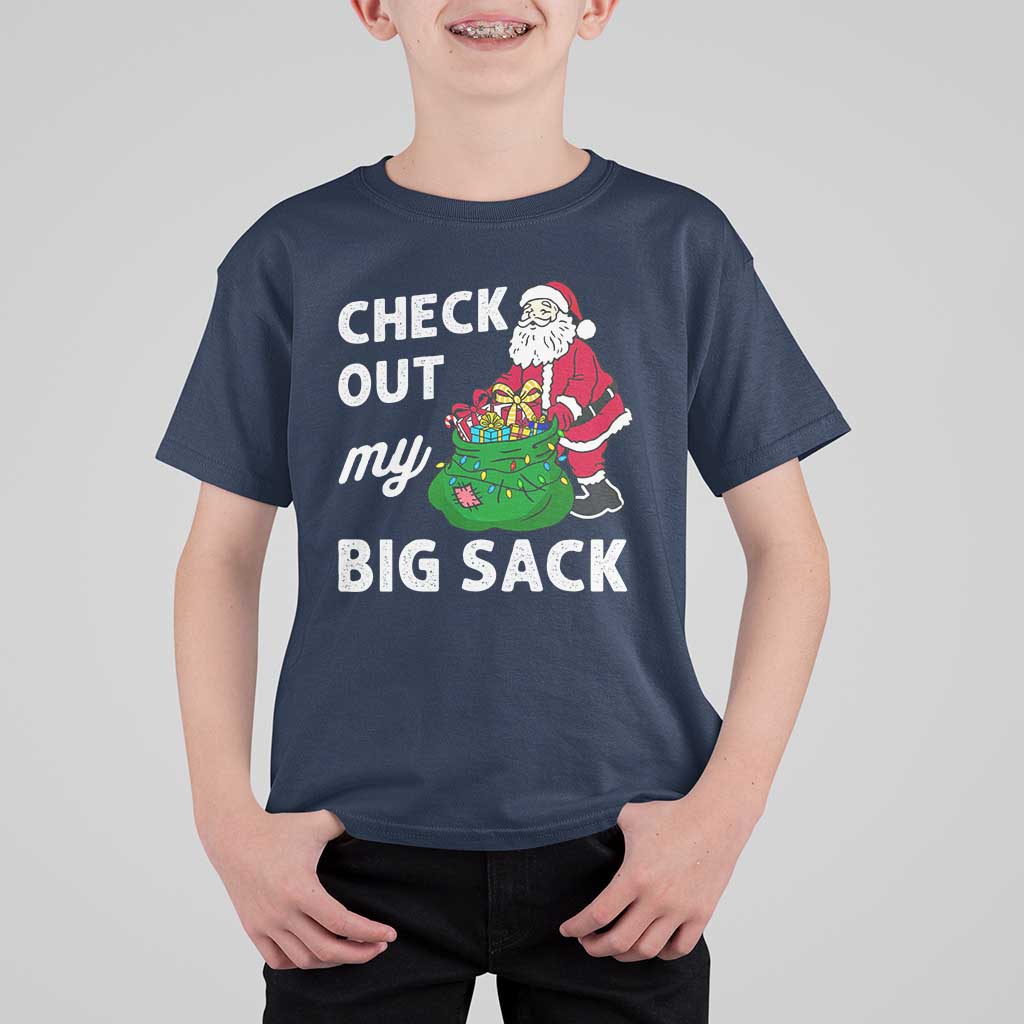 Retro Funny Santa T Shirt For Kid Christmas Joke Check Out My Big Sack - Wonder Print Shop