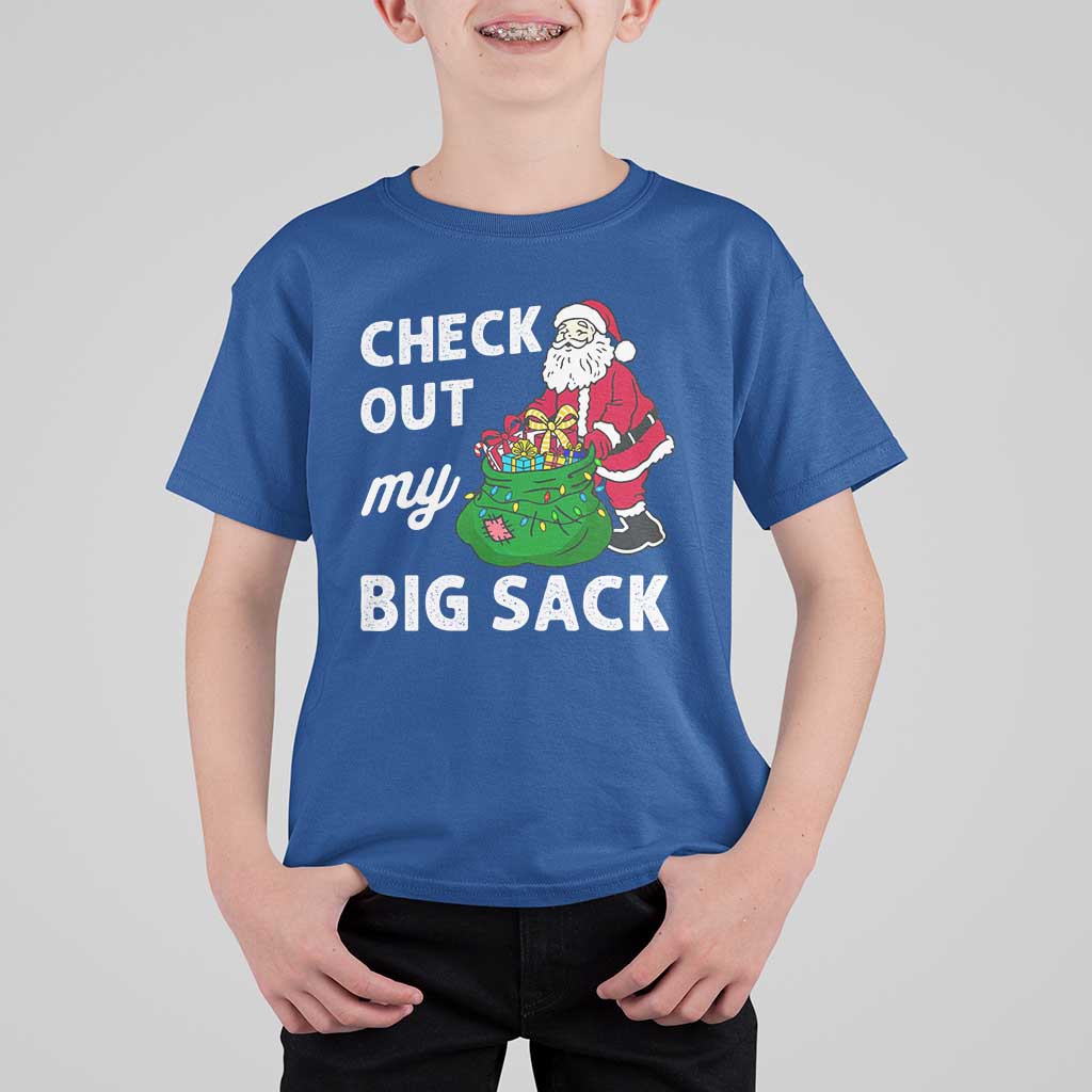 Retro Funny Santa T Shirt For Kid Christmas Joke Check Out My Big Sack - Wonder Print Shop
