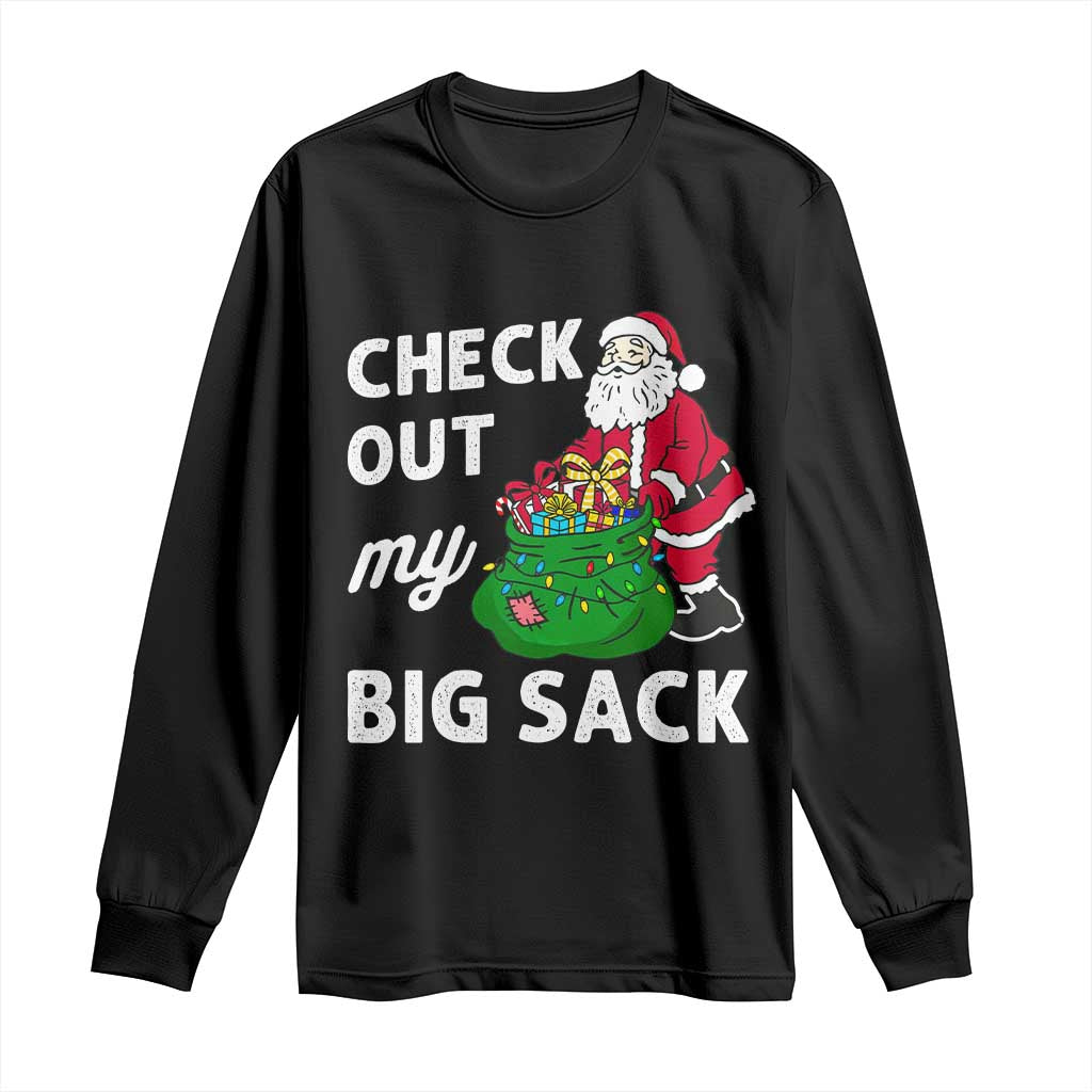 Retro Funny Santa Long Sleeve Shirt Christmas Joke Check Out My Big Sack - Wonder Print Shop