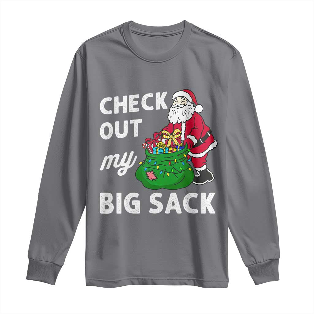 Retro Funny Santa Long Sleeve Shirt Christmas Joke Check Out My Big Sack - Wonder Print Shop
