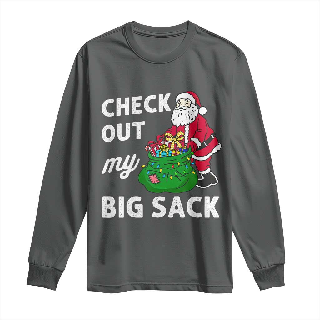 Retro Funny Santa Long Sleeve Shirt Christmas Joke Check Out My Big Sack - Wonder Print Shop