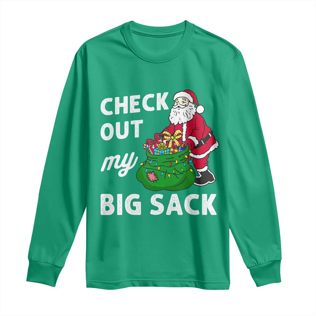Retro Funny Santa Long Sleeve Shirt Christmas Joke Check Out My Big Sack - Wonder Print Shop