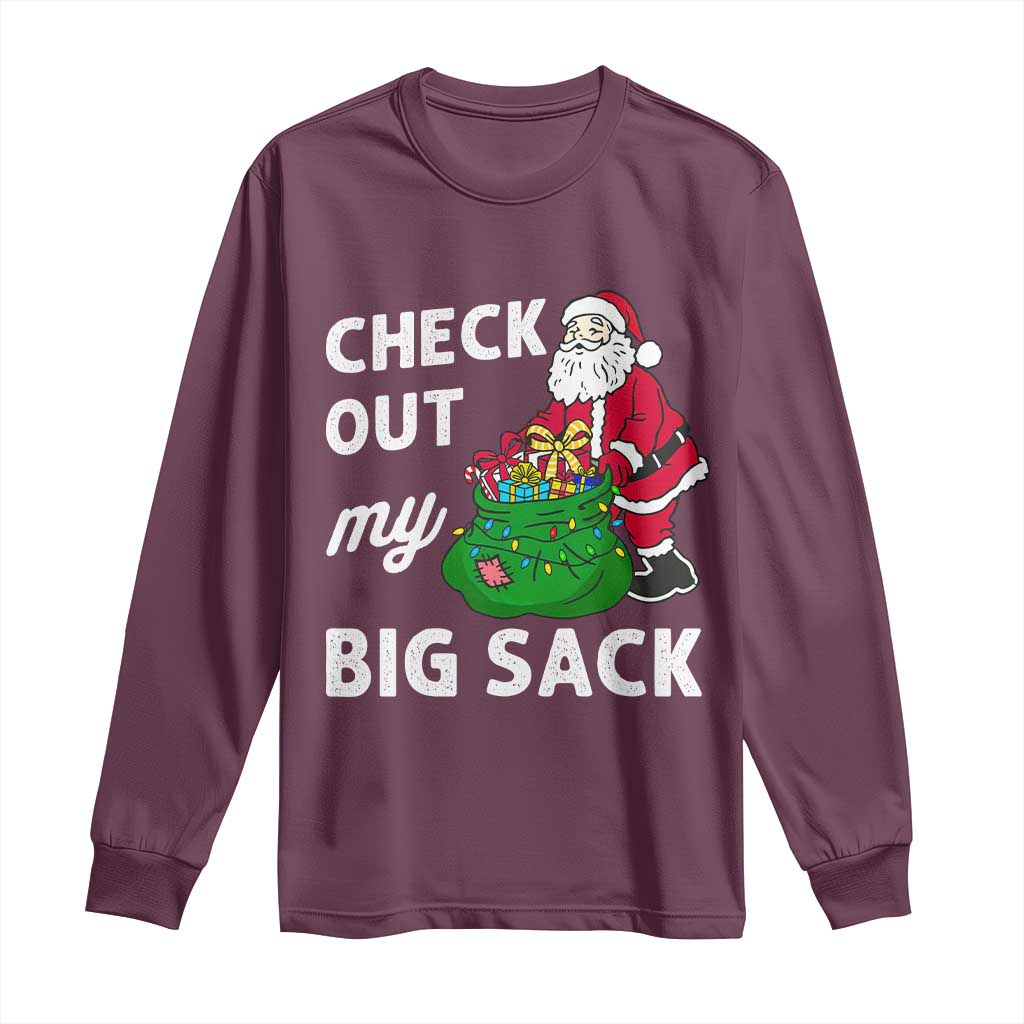 Retro Funny Santa Long Sleeve Shirt Christmas Joke Check Out My Big Sack - Wonder Print Shop