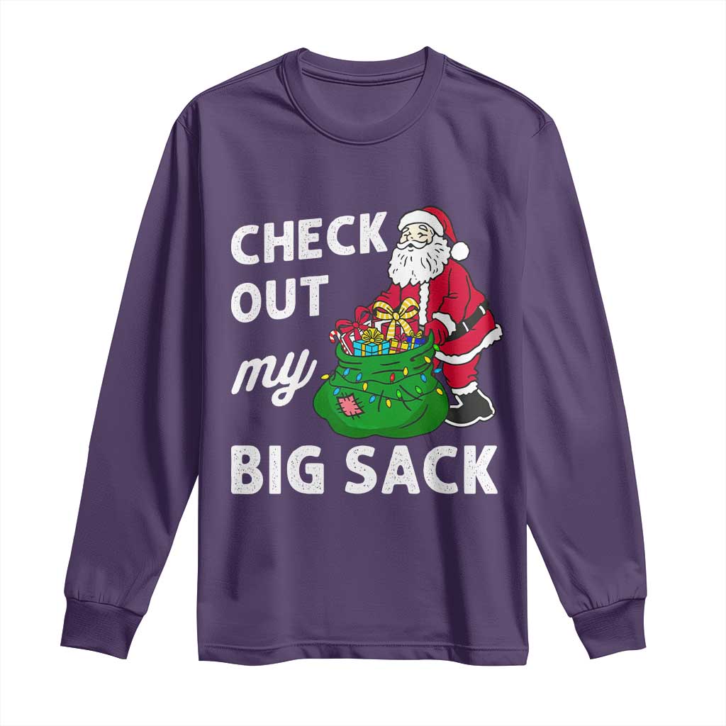 Retro Funny Santa Long Sleeve Shirt Christmas Joke Check Out My Big Sack - Wonder Print Shop