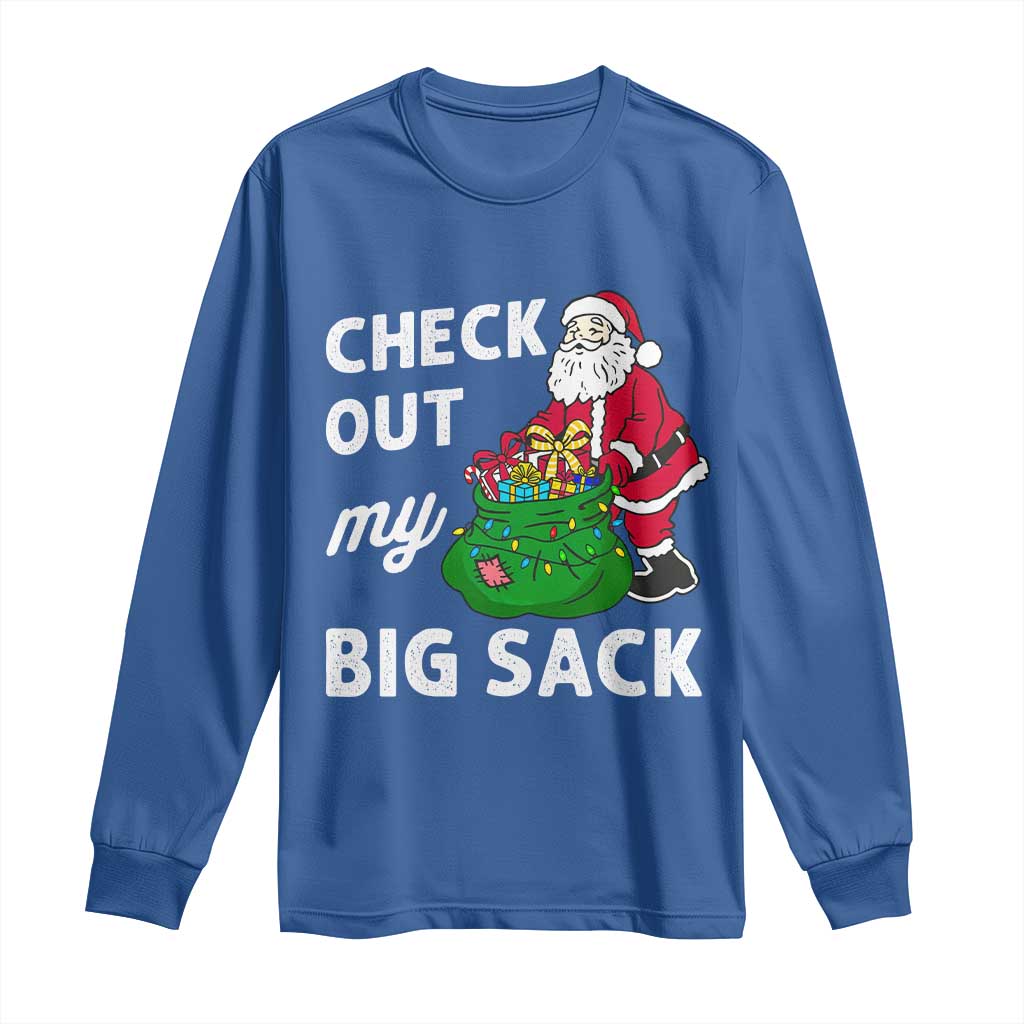 Retro Funny Santa Long Sleeve Shirt Christmas Joke Check Out My Big Sack - Wonder Print Shop