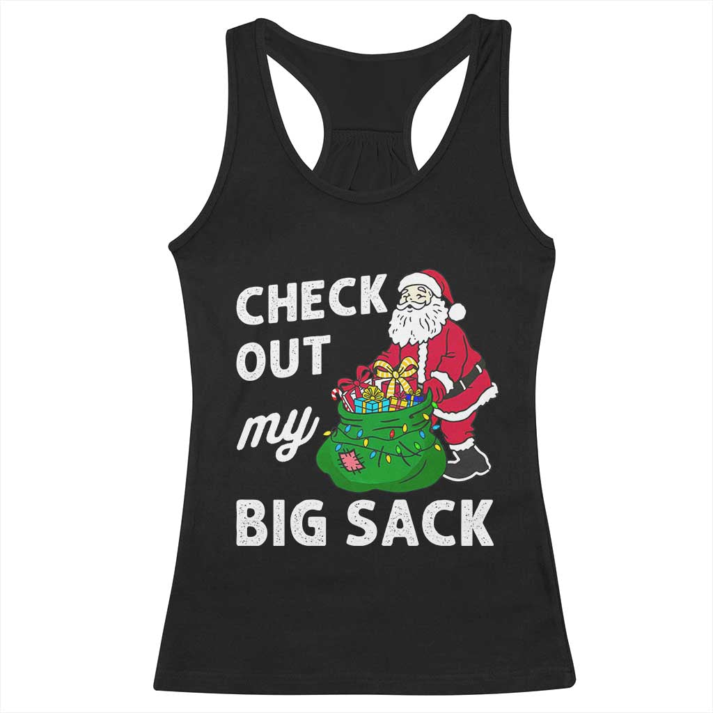 Retro Funny Santa Racerback Tank Top Christmas Joke Check Out My Big Sack - Wonder Print Shop
