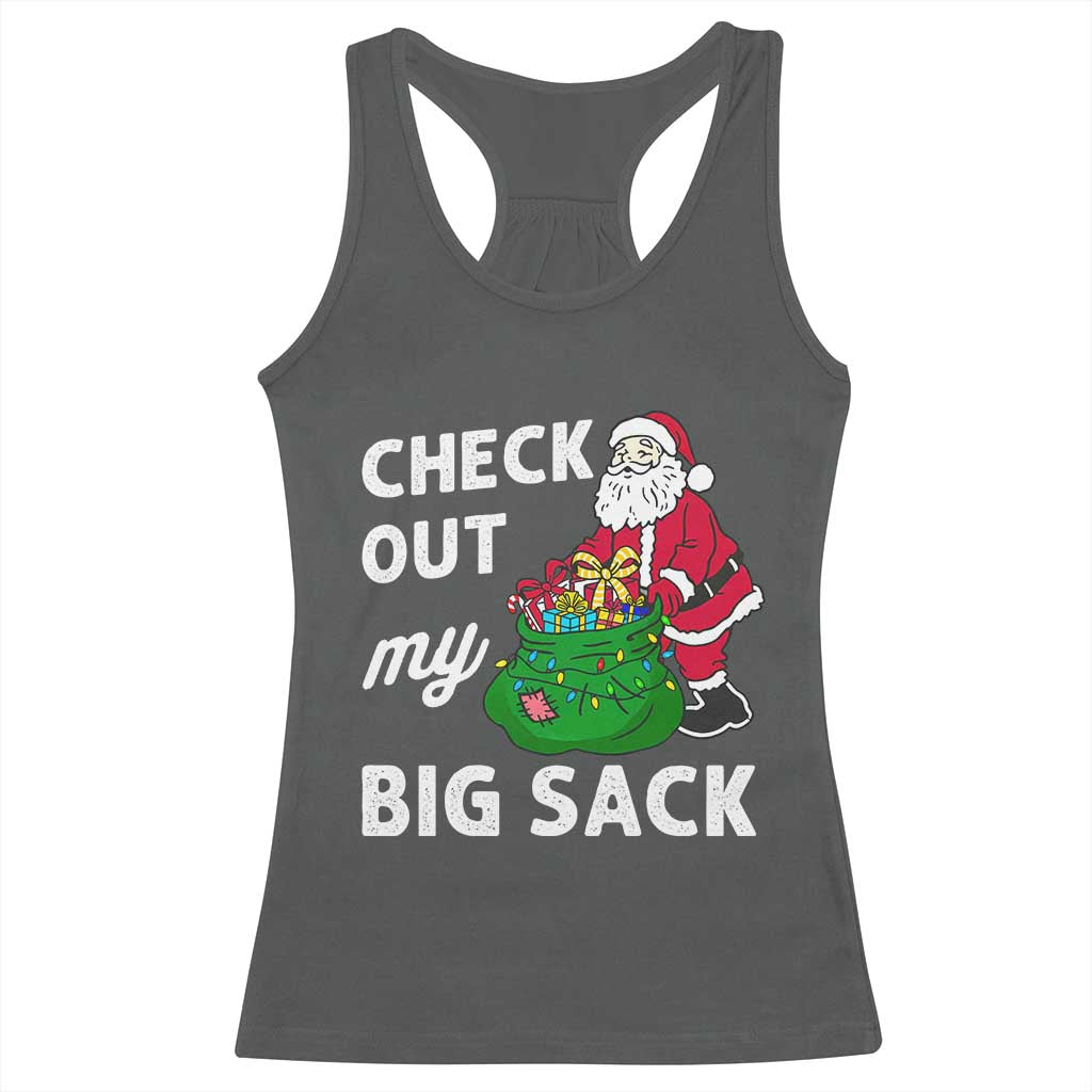 Retro Funny Santa Racerback Tank Top Christmas Joke Check Out My Big Sack - Wonder Print Shop