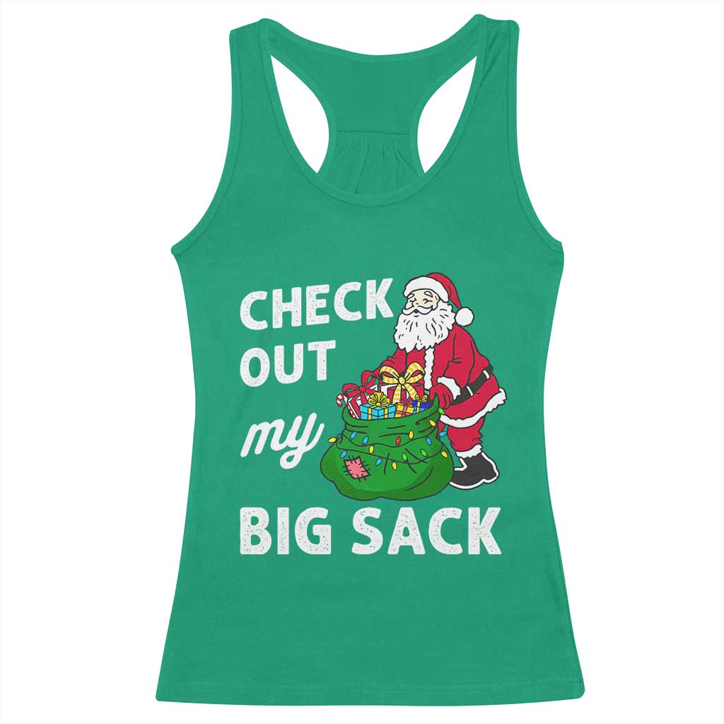 Retro Funny Santa Racerback Tank Top Christmas Joke Check Out My Big Sack - Wonder Print Shop