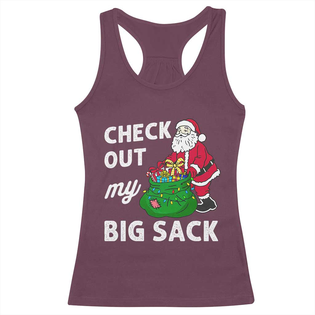Retro Funny Santa Racerback Tank Top Christmas Joke Check Out My Big Sack - Wonder Print Shop