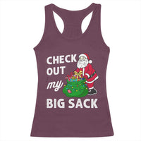 Retro Funny Santa Racerback Tank Top Christmas Joke Check Out My Big Sack - Wonder Print Shop