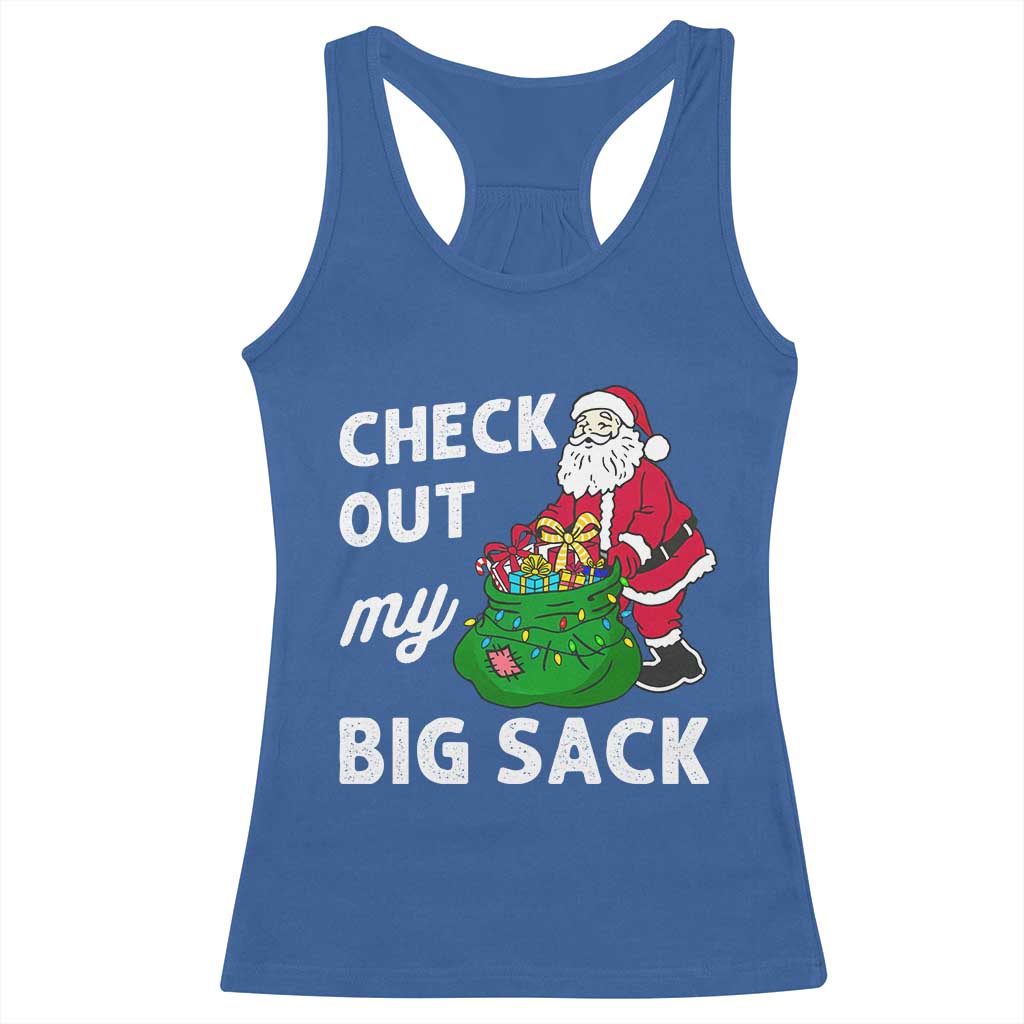 Retro Funny Santa Racerback Tank Top Christmas Joke Check Out My Big Sack - Wonder Print Shop