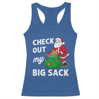 Retro Funny Santa Racerback Tank Top Christmas Joke Check Out My Big Sack - Wonder Print Shop