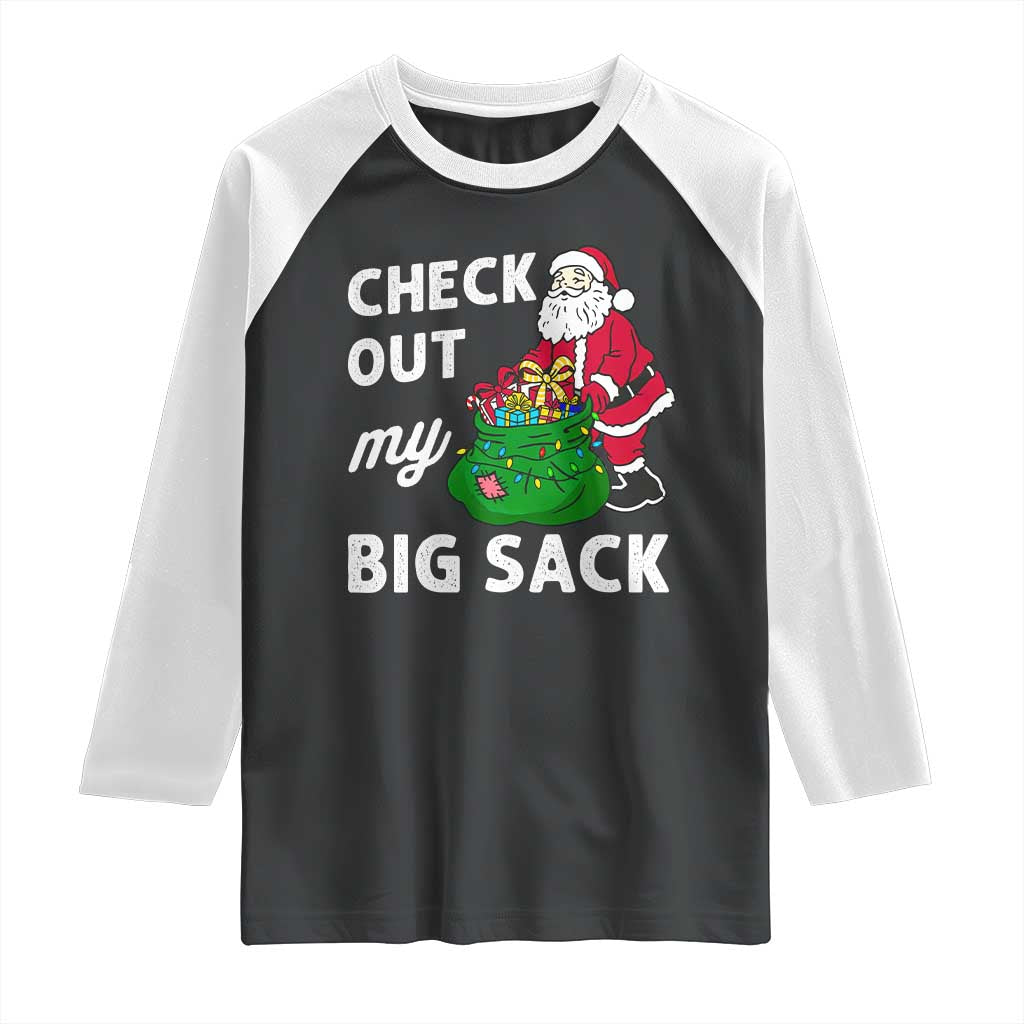 Retro Funny Santa Raglan Shirt Christmas Joke Check Out My Big Sack - Wonder Print Shop