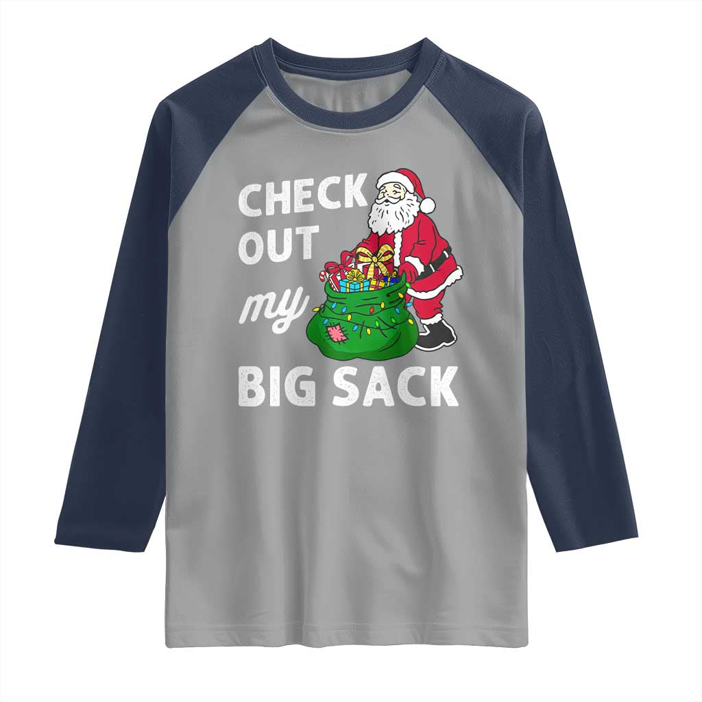 Retro Funny Santa Raglan Shirt Christmas Joke Check Out My Big Sack - Wonder Print Shop
