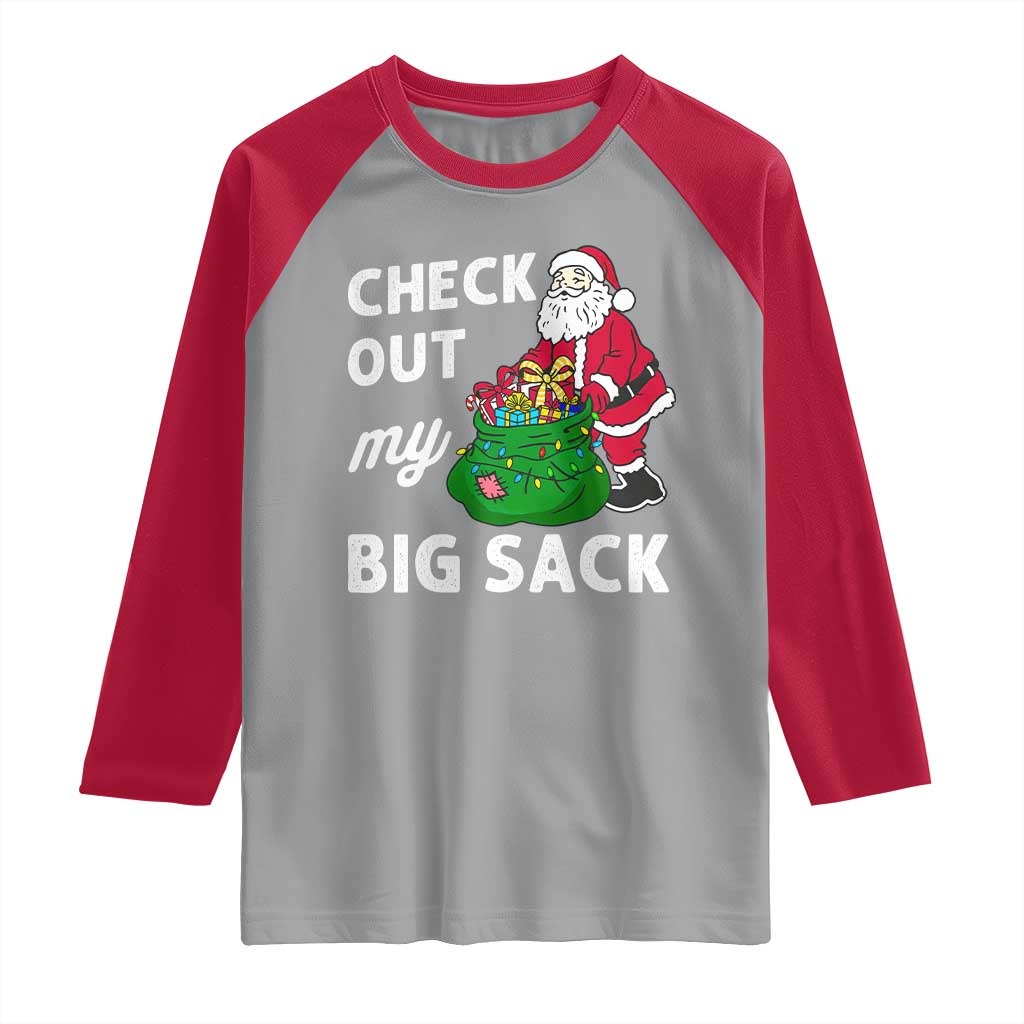 Retro Funny Santa Raglan Shirt Christmas Joke Check Out My Big Sack - Wonder Print Shop