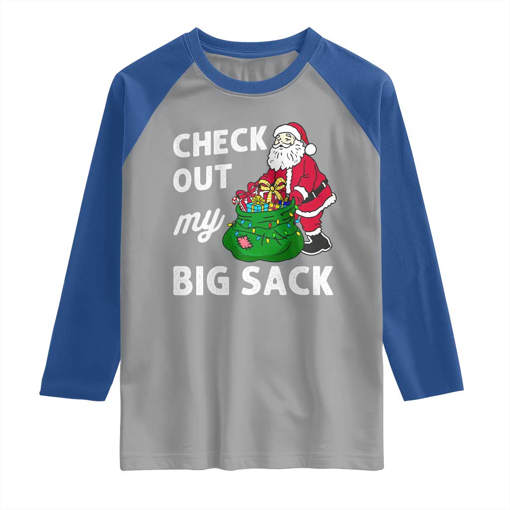 Retro Funny Santa Raglan Shirt Christmas Joke Check Out My Big Sack - Wonder Print Shop