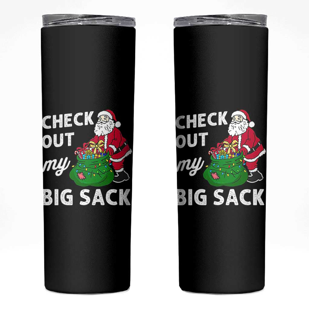Retro Funny Santa Skinny Tumbler Christmas Joke Check Out My Big Sack - Wonder Print Shop