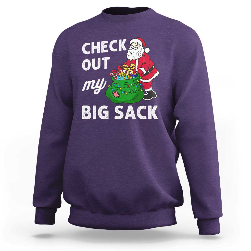 Retro Funny Santa Sweatshirt Christmas Joke Check Out My Big Sack - Wonder Print Shop