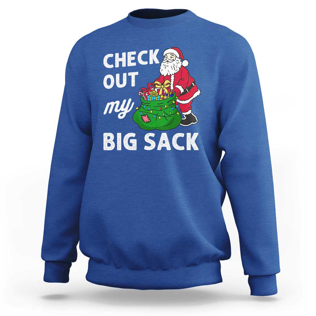 Retro Funny Santa Sweatshirt Christmas Joke Check Out My Big Sack - Wonder Print Shop