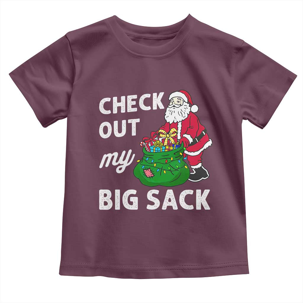 Retro Funny Santa Toddler T Shirt Christmas Joke Check Out My Big Sack - Wonder Print Shop