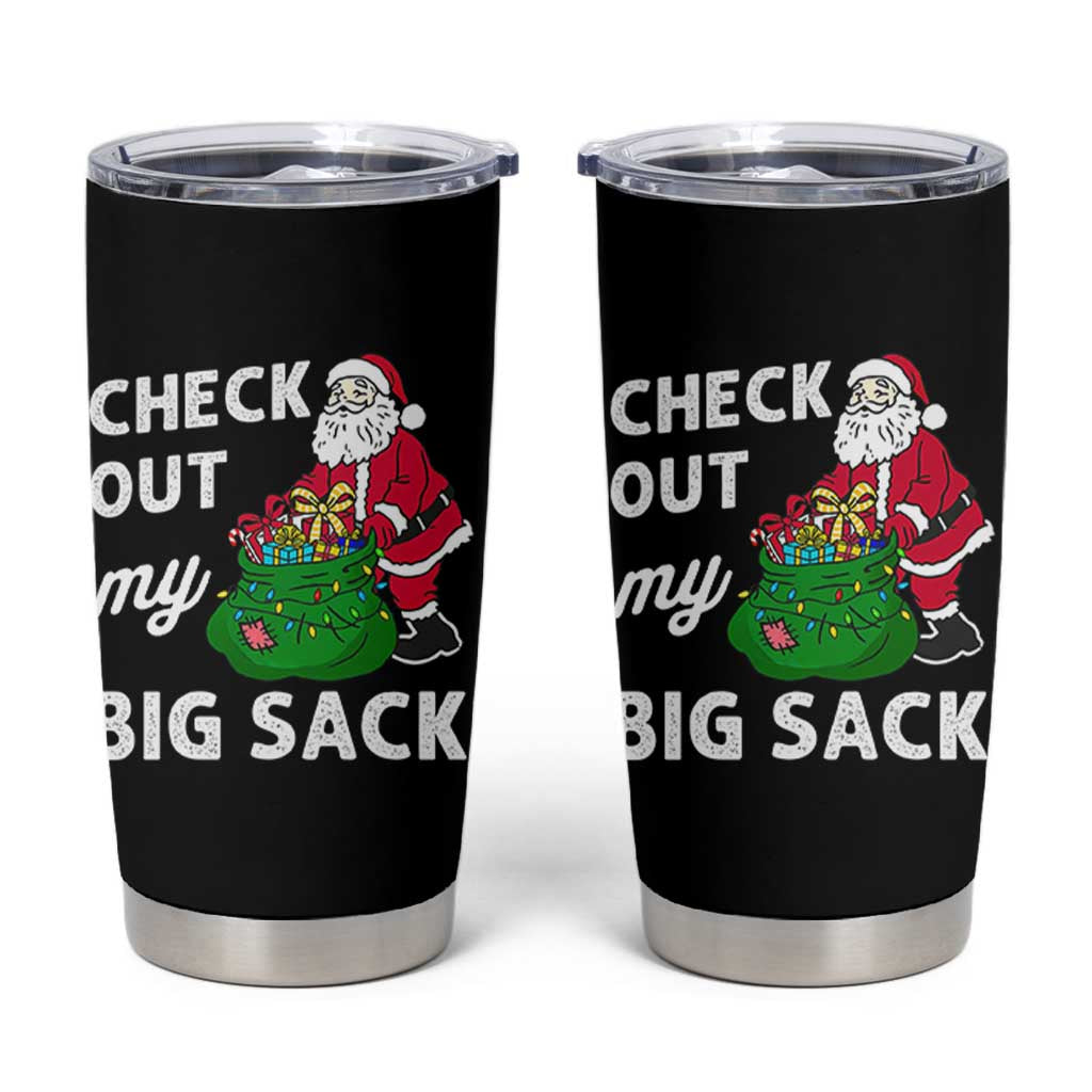 Retro Funny Santa Tumbler Cup Christmas Joke Check Out My Big Sack - Wonder Print Shop