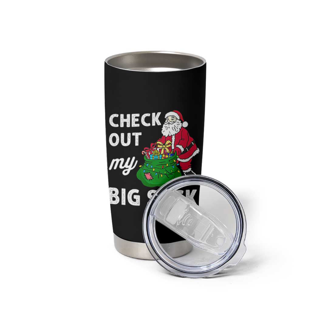 Retro Funny Santa Tumbler Cup Christmas Joke Check Out My Big Sack - Wonder Print Shop