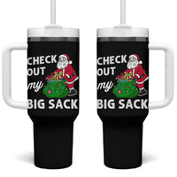 Retro Funny Santa Tumbler With Handle Christmas Joke Check Out My Big Sack - Wonder Print Shop